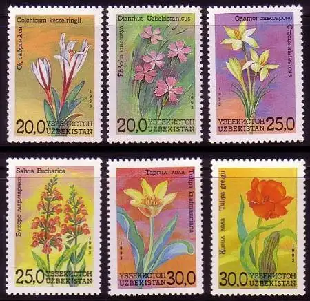 Usbekistan Mi.Nr. 35-40 Flora Usbekistans (6 Werte)