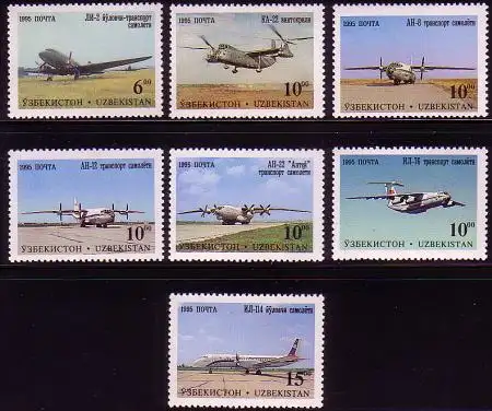 Usbekistan Mi.Nr. 77-83 Flugzeuge (7 Werte)