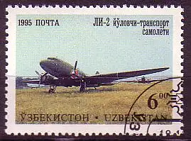 Usbekistan Mi.Nr. 77 Flugzeug, Lissunow LI-2 (6,00)