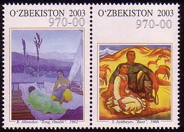 Usbekistan Mi.Nr. Zdr.534-35 Gemälde von Ahmedov + Aytbaev 