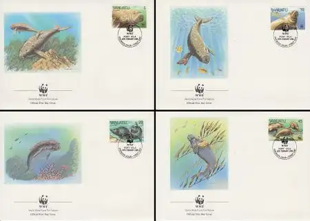 Vanuatu Mi.Nr. 782-85 Weltweiter Naturschutz, Dugong (4 Briefe)