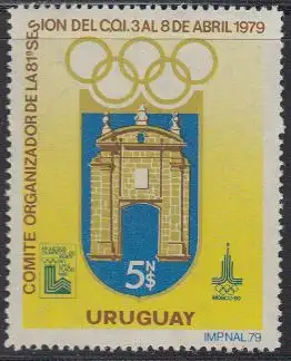 Uruguay Mi.Nr. 1522 Olympische Spiele 1980, Wappen Olymp.Komitee Uruguays (5)