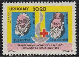 Uruguay Mi.Nr. 1436 Passy und Dunant, Friedens-Nobelpreis (0,20)