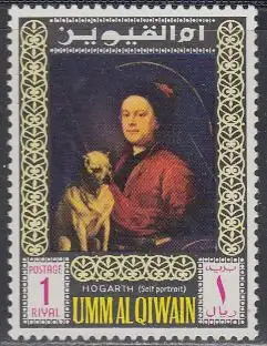 Umm al-Kaiwain Mi.Nr. 203A Selbstportrait William Hogarth, mit Hund (1)