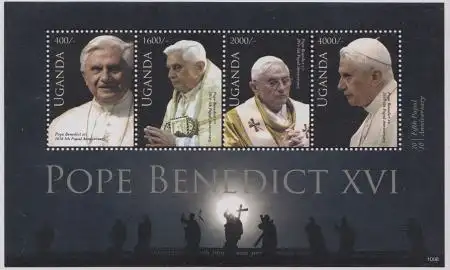 Uganda Mi.Nr. Klbg.2740-43 Papst Benedikt XVI 