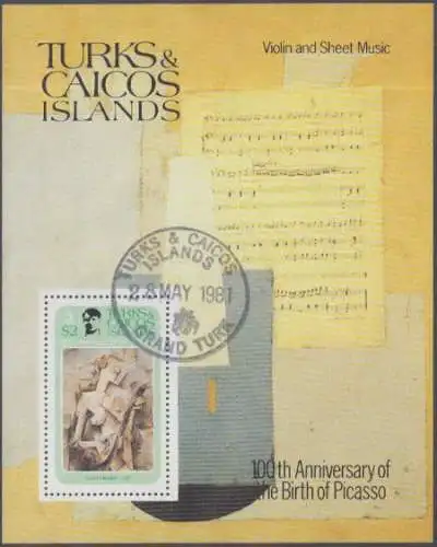 Turks- u.Caicos-Inseln Mi.Nr. Block 31 100.Geb.Pablo Picasso,Mädchen m.Mandoline