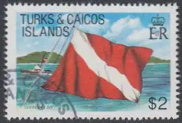 Turks- u.Caicos-Inseln Mi.Nr. 553 Tauchsport, Tauchflagge (2)