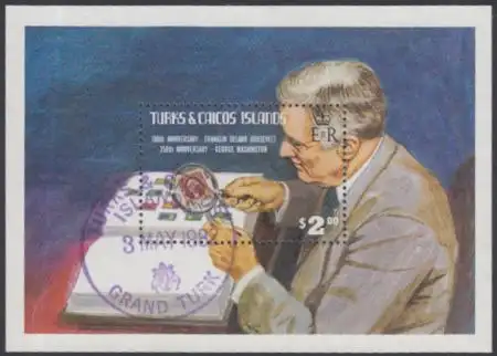 Turks- u.Caicos-Inseln Mi.Nr. Block 38 Geb.F.D.Roosevelt, als Briefmarkensammler