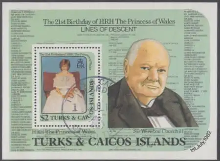 Turks- u.Caicos-Inseln Mi.Nr. Block 39 21.Geb. Prinzessin Diana