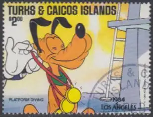 Turks- u.Caicos-Inseln Mi.Nr. 684IA Olympia 1984 Los Angeles, W.Disney Pluto (2)