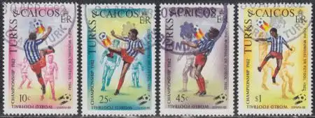 Turks- u.Caicos-Inseln Mi.Nr. 584-87 Fußball-WM 1982 Spanien, Spielszenen (4 W.)