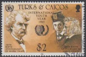 Turks- u.Caicos-Inseln Mi.Nr. 742 Mark Twain, Gebr.Grimm (2)