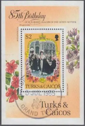 Turks- u.Caicos-Inseln Mi.Nr. Block 59 85.Geb.Königinmutter Elisabeth