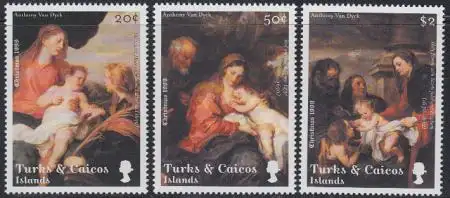 Turks- u.Caicos-Inseln Mi.Nr. 1503-05 Weihnachten, Gemälde v. van Dyck (3 Werte)