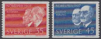 Schweden Mi.Nr. 596-97A Nobelpreis 1907, Buchner Michelson, Laveran Kipling (2W)