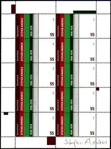 D,Bund Mi.Nr. Klbg. 2545 Stefan Andres, Farbige Buchrücken (m.10x2545)