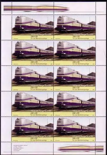 D,Bund Mi.Nr. Klbg.2563 Wohlfahrt 2006, Eisenbahn, Henschel-Wegm.-Zug(m.10x2563)