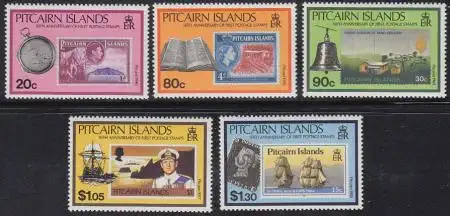 Pitcairn Mi.Nr. 362-66 50 Jahre Briefmarken von Pitcairn (5 Werte)