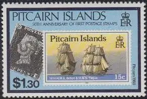 Pitcairn Mi.Nr. 366 50 J. Briefmarken, Marken Pitcairn und Großbritannien (1,30)