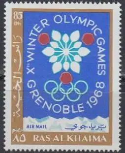 Ras al Khaima Mi.Nr. 214A Olympia 1968 Grenoble, Emblem der Spiele (85)