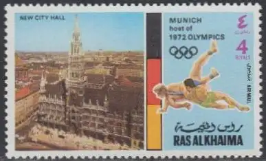 Ras al Khaima Mi.Nr. 729A Olympia 1972 München, Rathaus Marienplatz (4)