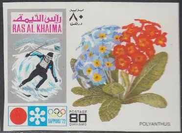 Ras al Khaima Mi.Nr. 609B Olympia 1972 Sapporo, Ski, Primel (80)