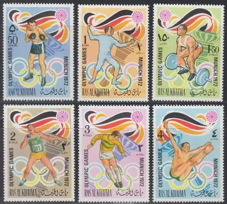 Ras al Khaima Mi.Nr. 649-54A Olympia 1972 München (6 Werte)