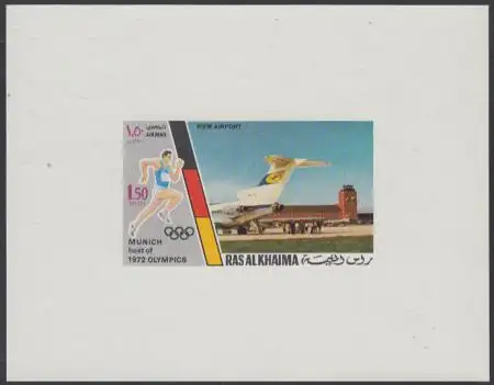 Ras al Khaima Mi.Nr. 726B(Block weiß) Olympia 1972 München, Flughafen Riem (1,50