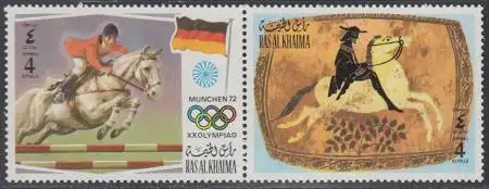 Ras al Khaima Mi.Nr. Zdr.805+04A Olympia 1972 Sport i.Neuzeit+Antike, Reiten