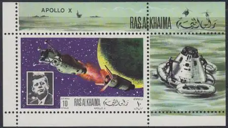 Ras al Khaima Mi.Nr. Block 89A Weltraumforschung, Rückkehr von Apollo 10