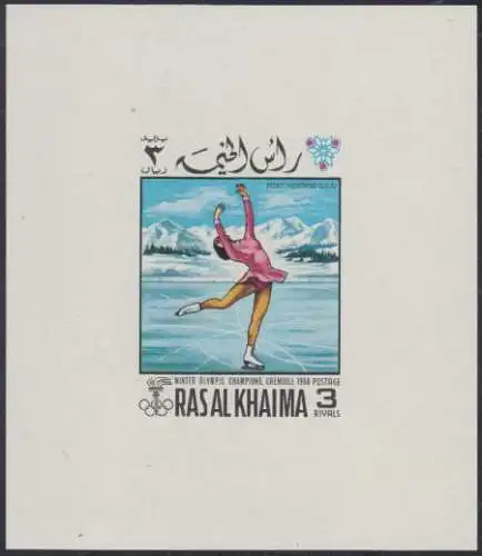 Ras al Khaima Mi.Nr. 258B(Block weiß) Olympia 1968 Grenoble, Peggy Fleming (3)