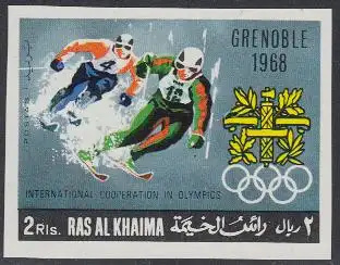 Ras al Khaima Mi.Nr. 313B Zusammenarb.f.Oly.Spiele, Ski alpin, Grenoble 1968 (2)