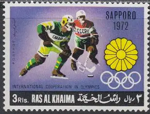 Ras al Khaima Mi.Nr. 314A Zusammenarb.f.Oly.Spiele, Eishockey, Sapporo 1972 (3)