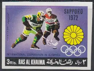 Ras al Khaima Mi.Nr. 314B Zusammenarb.f.Oly.Spiele, Eishockey, Sapporo 1972 (3)