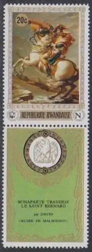 Ruanda Mi.Nr. 351A+Zf senkr. 200.Geb.Napolen, Gemälde von David (20+Zierfeld)