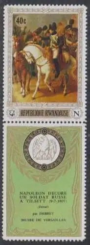 Ruanda Mi.Nr. 352A+Zf senkr. 200.Geb.Napolen, Gemälde von Debret (40+Zierfeld)