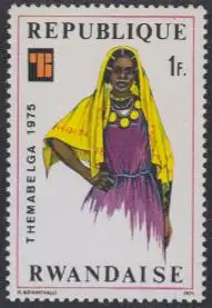 Ruanda Mi.Nr. 769A Ausstell.THEMABELGA 1975, Trachten, Frau mit Kopftuch (1)