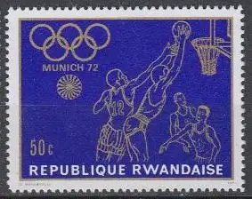 Ruanda Mi.Nr. 457A Olympiade 1972 München, Basketball, gez. (50)