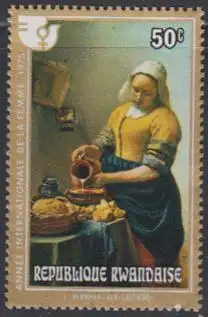 Ruanda Mi.Nr. 726A Jahr d.Frau, Gemälde Vermeer Das Milchmädchen (50)