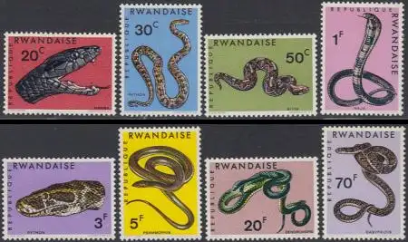 Ruanda Mi.Nr. 201-08A Schlangen (8 Werte)