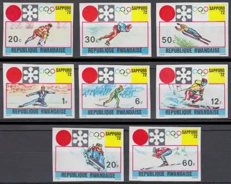 Ruanda Mi.Nr. 479-86B Olympiade 1972 Sapporo, ungez. (8 Werte)