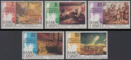 Samoa Mi.Nr. 328-32 200J. USA-Unabhängigkeit, Gemälde (5 Werte)