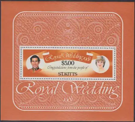 St. Kitts Mi.Nr. Block 1 Hochzeit von Prinz Charles und Lady Diana 