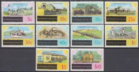 St. Kitts Mi.Nr. 20-32Y Freim. MiNr. 352-64 St. Kitts-Nevis m.Aufdr. (10 Werte)