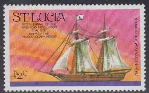 St. Lucia Mi.Nr. 372A 200J. Unabhängigkeit der USA, Segelschiff (1/2)