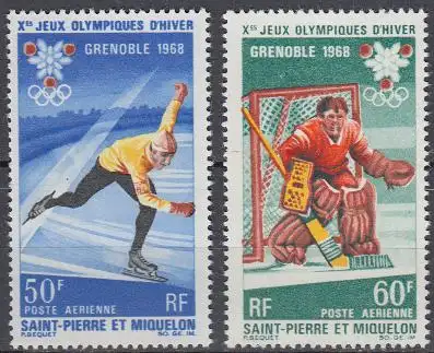 St. Pierre & M. Mi.Nr. 423-24 Olympische Winterspiele 1968 Grenoble (2 Werte)