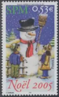 St. Pierre & M. Mi.Nr. 949 Weihnachten, Kinder und Schneemann (0,53)