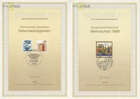 D,Bund Mi.Nr. 1-33/88 Kompletter Jahrgang der Ersttagsblätter 1988 (33 ETB)