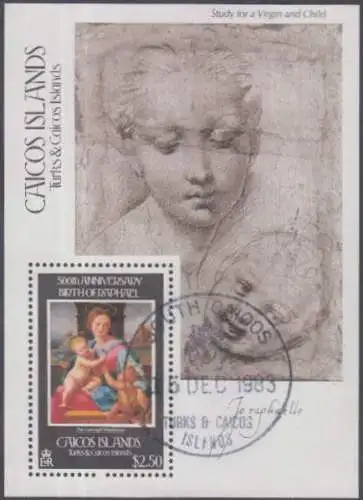 Caicos-Inseln Mi.Nr. Block 3 500.Geb. Raffael, Madonna mit Kind