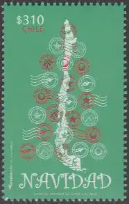 Chile MiNr. 2536 Weihnachten, Umrisskarte Chiles, Poststempel (310)